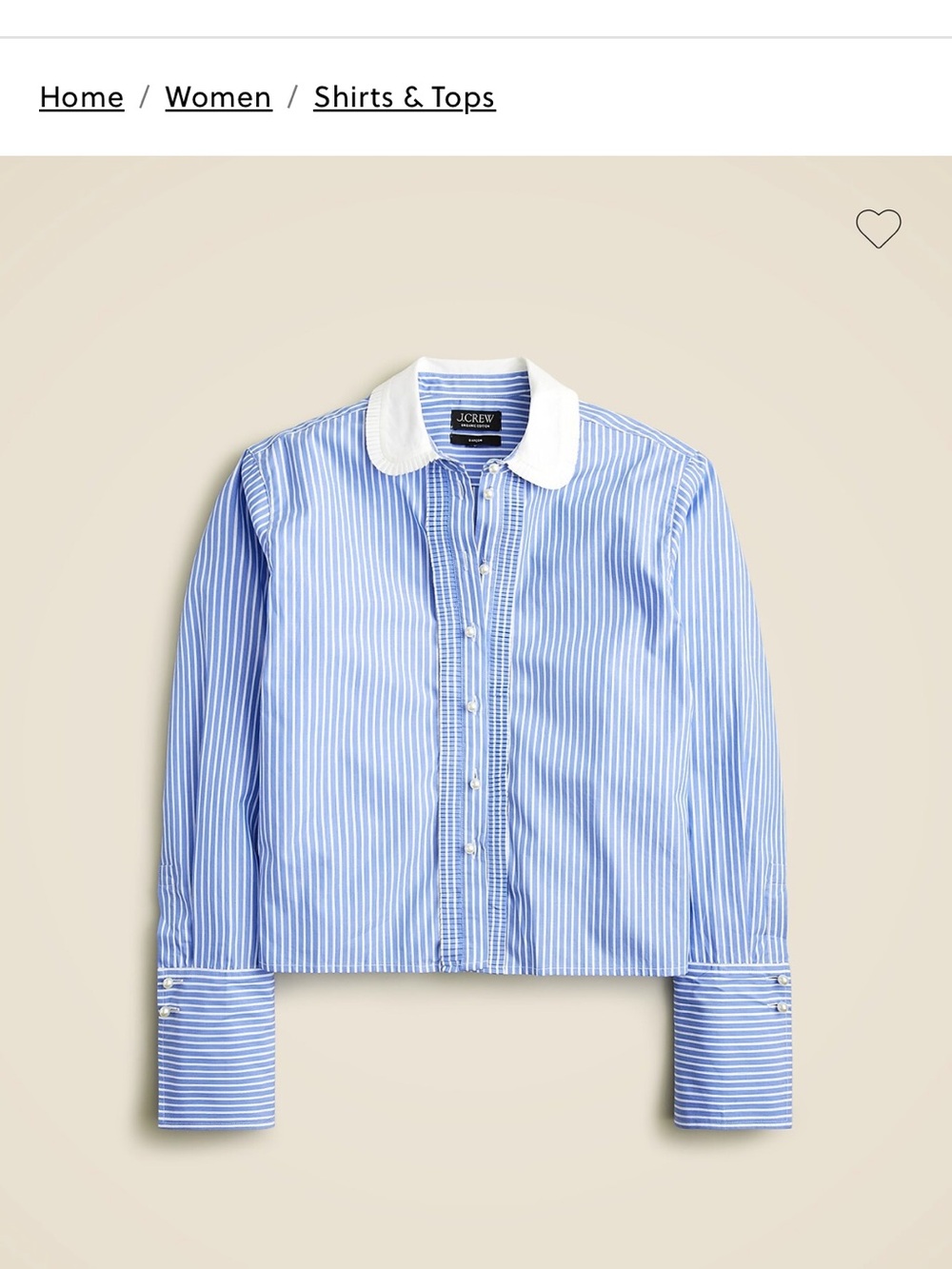 J. Crew cropped garçon Blue and White Pinstripe Shirt with pearl buttons